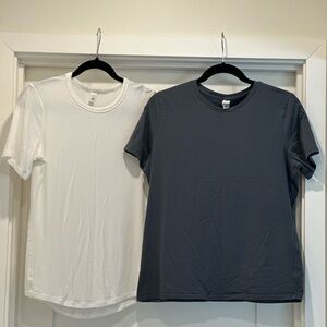 Lululemon White Ribbed Tee and Smokey Blue Classic T’Shirt